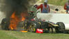Heidfelds Lotus Renault f&auml;ngt Feuer