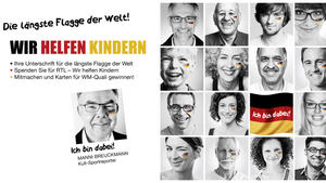 Die längste Flagge der Welt zu Gunsten von "RTL - Wir helfen Kindern" "RTL - Wir helfen Kindern" Die längste Flagge der Welt