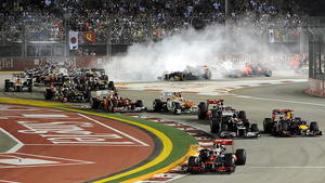 Singapur-GP: Vettel triumphiert nach 2-Stunden-Abbruch Start zum Singapur-GP