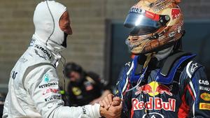 Vettel reitet seinen Roten Bullen auf die Pole Position Michale Schumacher, Sebastian Vettel, Formel 1, USA