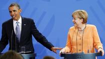 US-Präsident besucht Berlin Merkel & Obama erörtern und witzeln